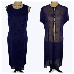 Spenser Jeremy Silk Dress Set 10 Sheer Dark Floral Whimsigoth Fairy Grunge Vtg